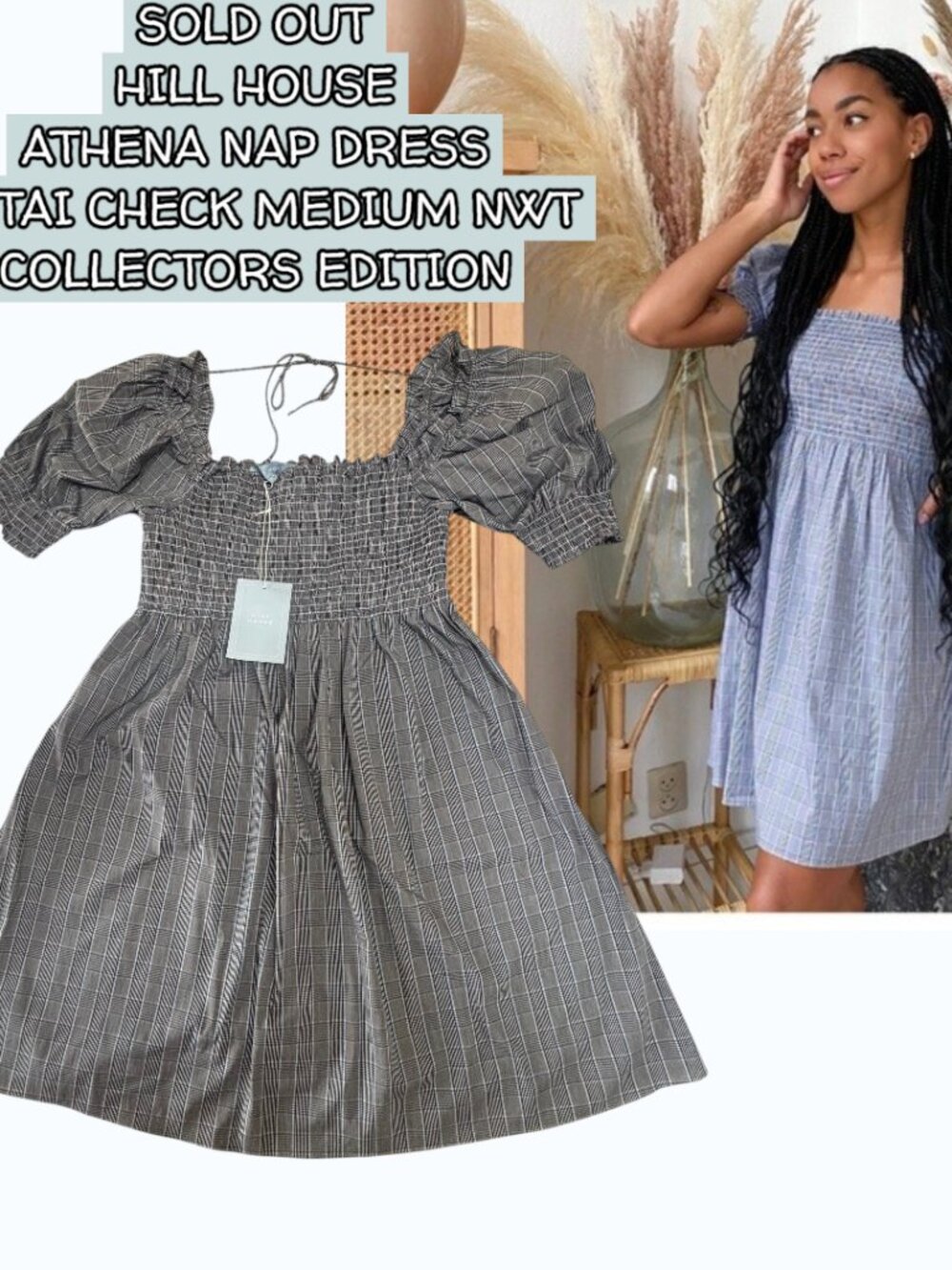 SOLD OUT COLLECTORS HILL HOUSE ATHENA NAP DRESS IN TAI CHECK M NWT